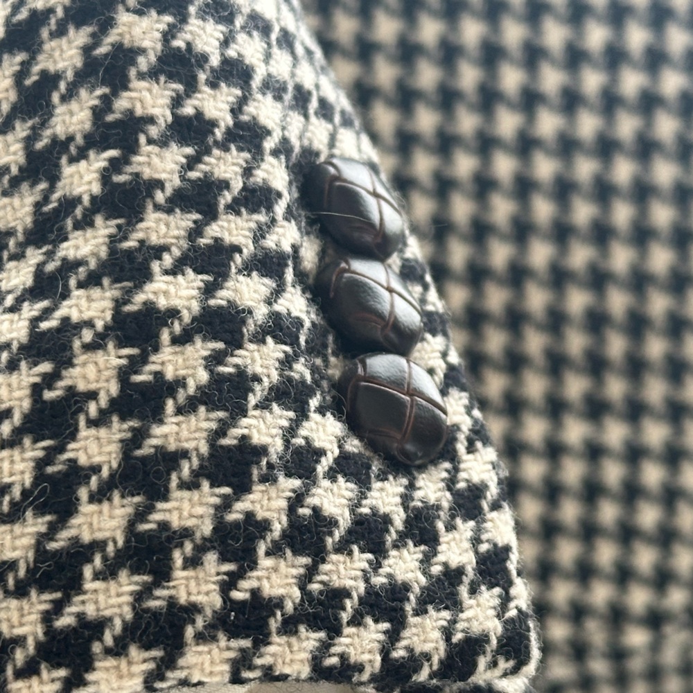 J. CREW Black and White Houndstooth Wool Fitted Blazer 2 - Picture 4 of 11
